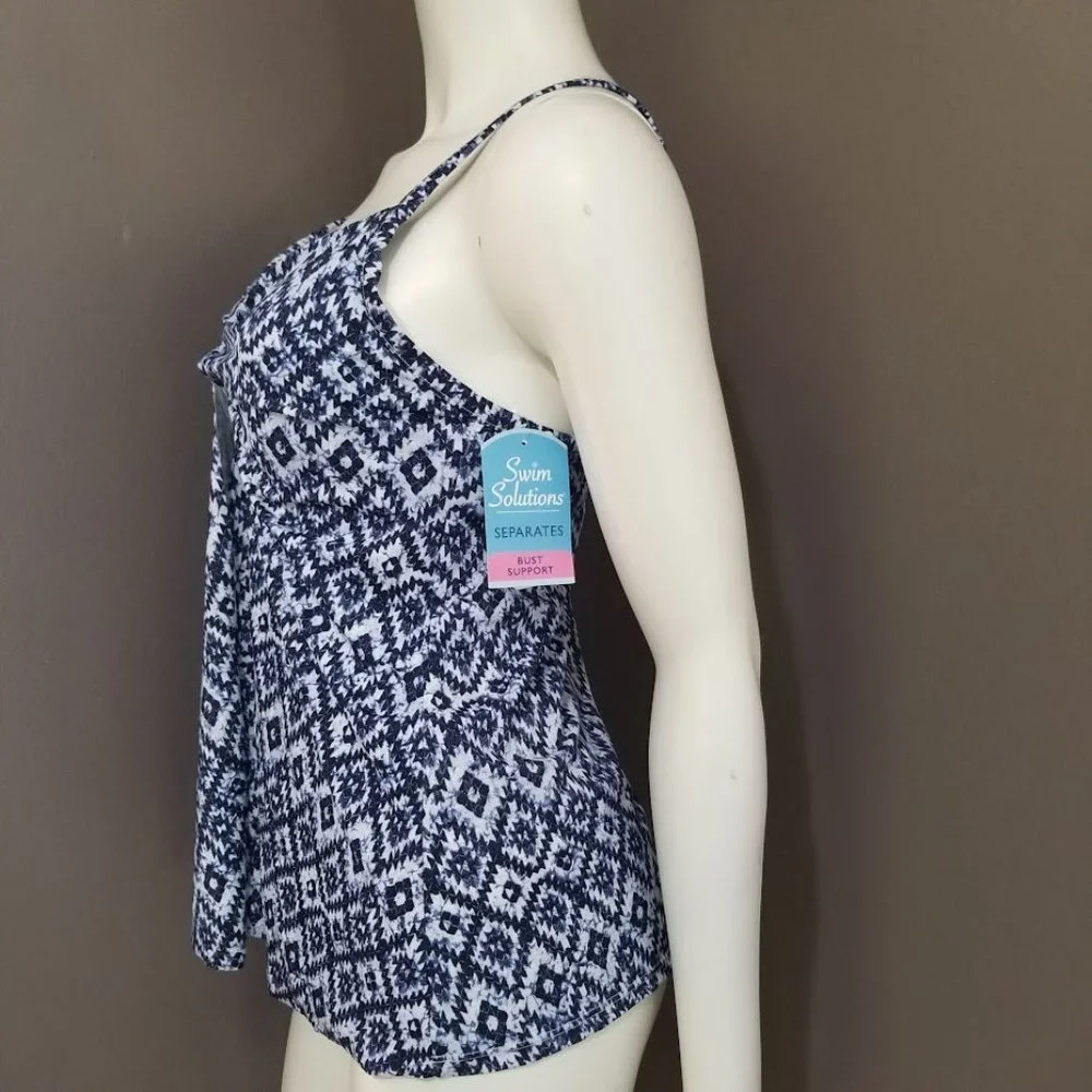 Swim Solutions Twist-Front Flyaway Tankini Top - Picture 3 of 9